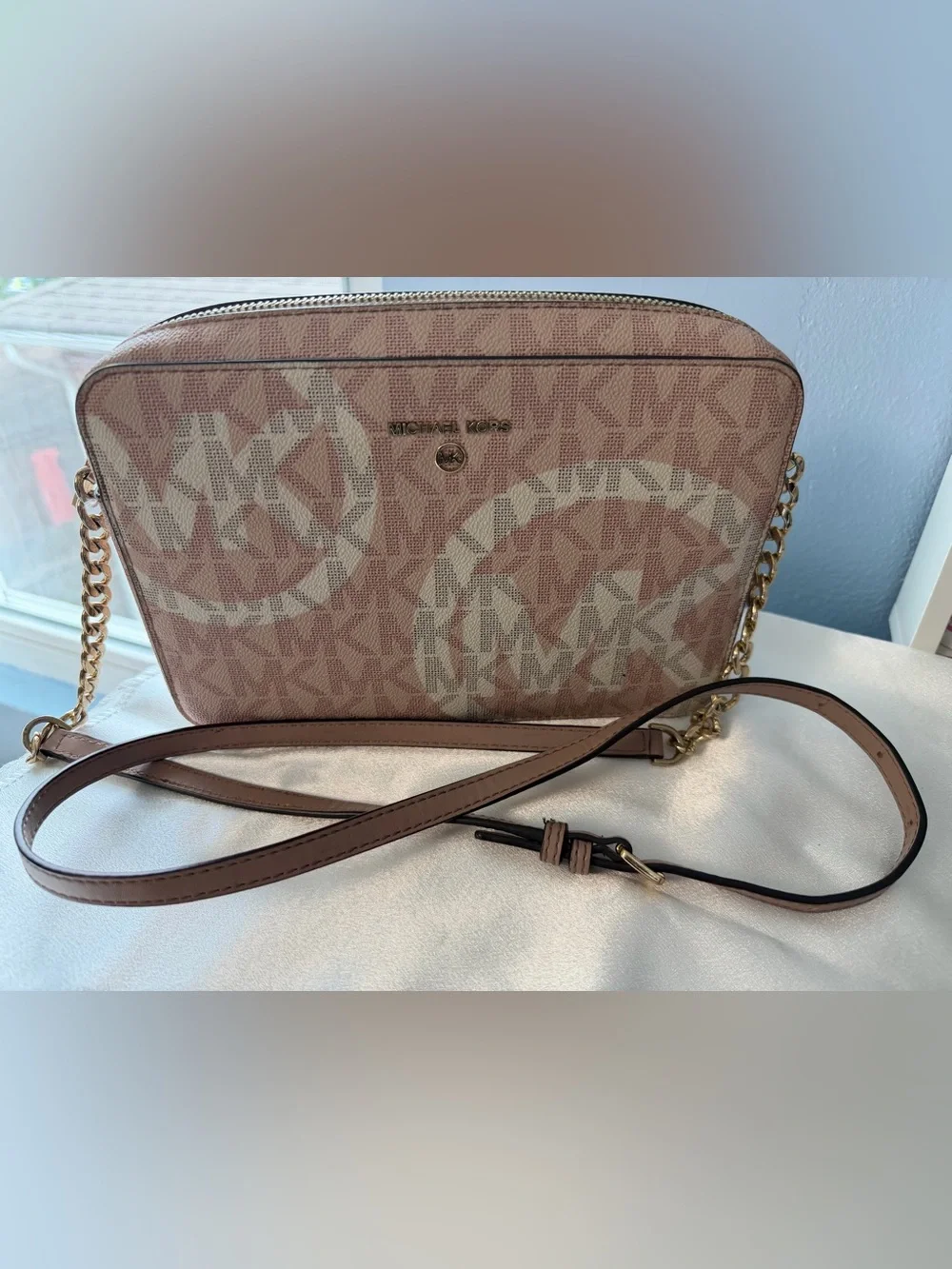 Michael Kors Blush Pink MK Logo Crossbody Bag